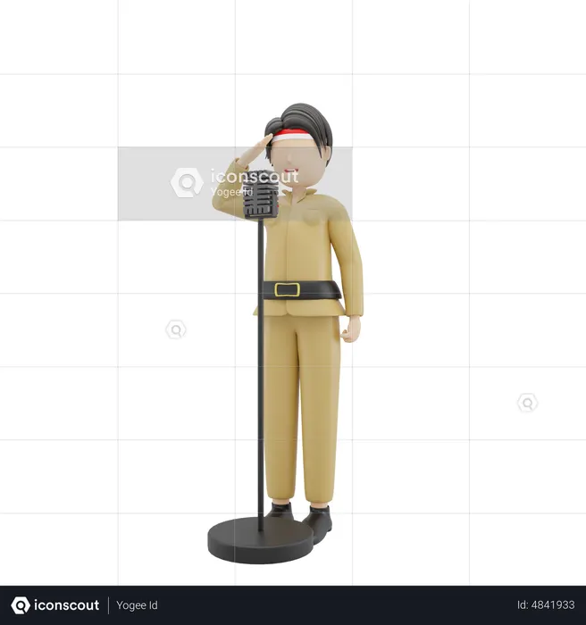 Pueblo indonesio dando discurso en el Día de la Independencia  3D Illustration