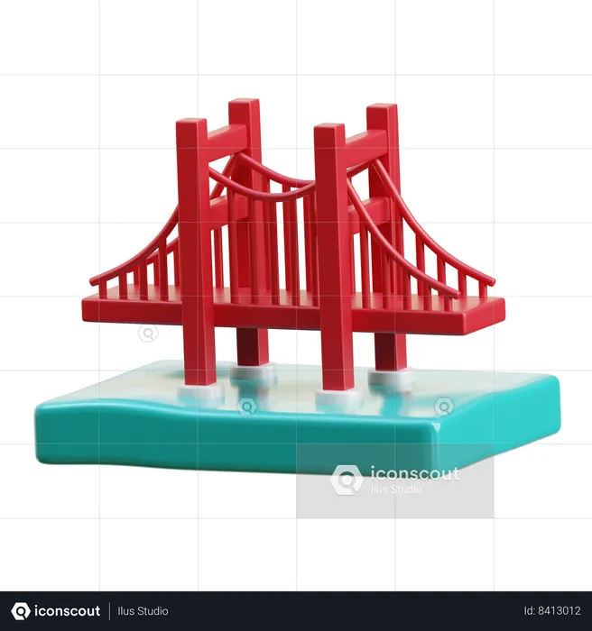 Puente de puerta de oro  3D Icon