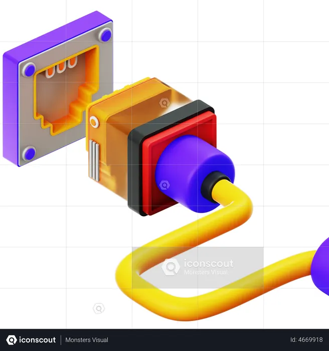 Puerto Ethernet  3D Illustration