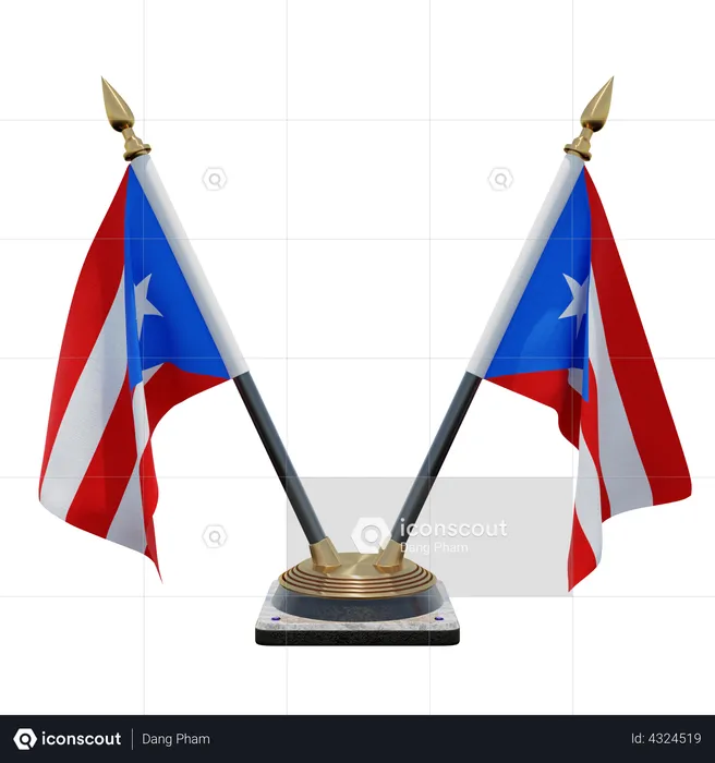 Porte-drapeau à double bureau de Porto Rico Flag 3D Flag