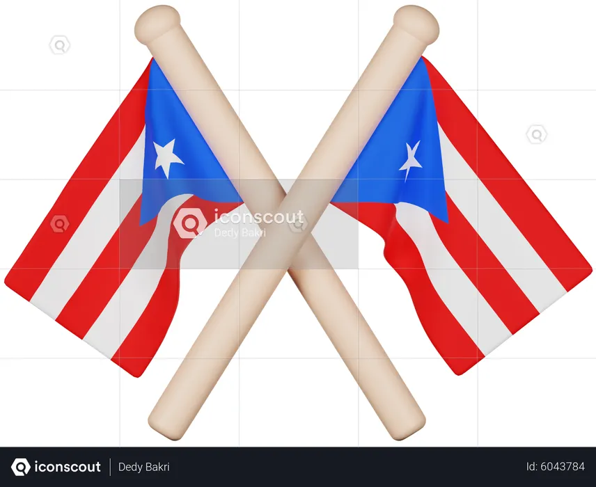 Flagge von Puerto Rico Flag 3D Icon