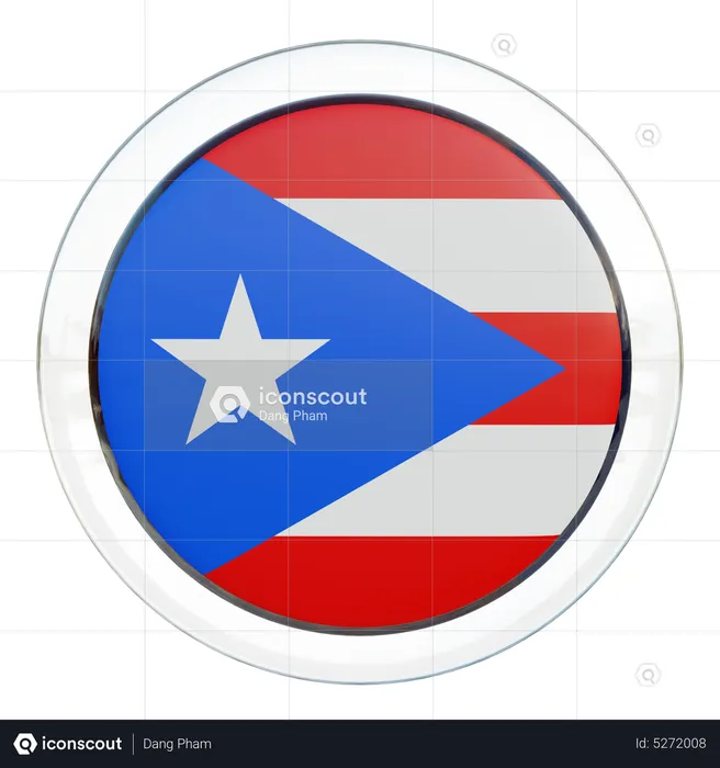 Puerto Rico Round Flag Flag 3D Icon