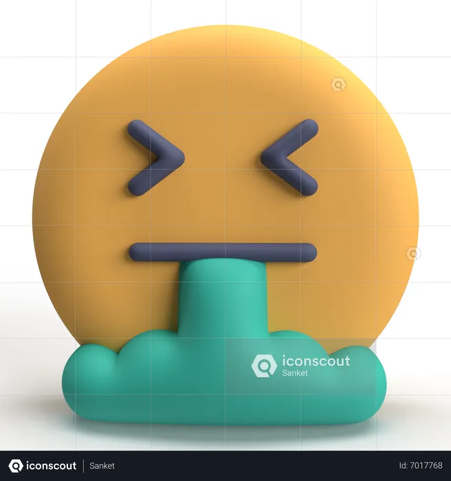 Puke Emoji Logo 3D Icon