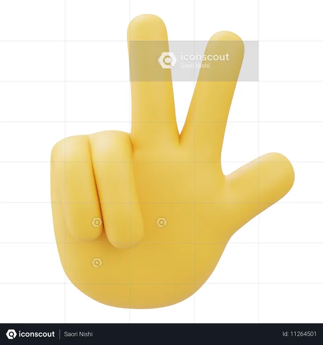 Gesto con la mano haciendo el signo de la paz con el pulgar hacia arriba Emoji 3D Icon