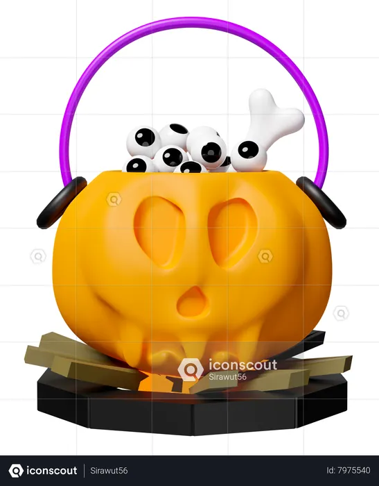 Pumpkin Basket  3D Icon