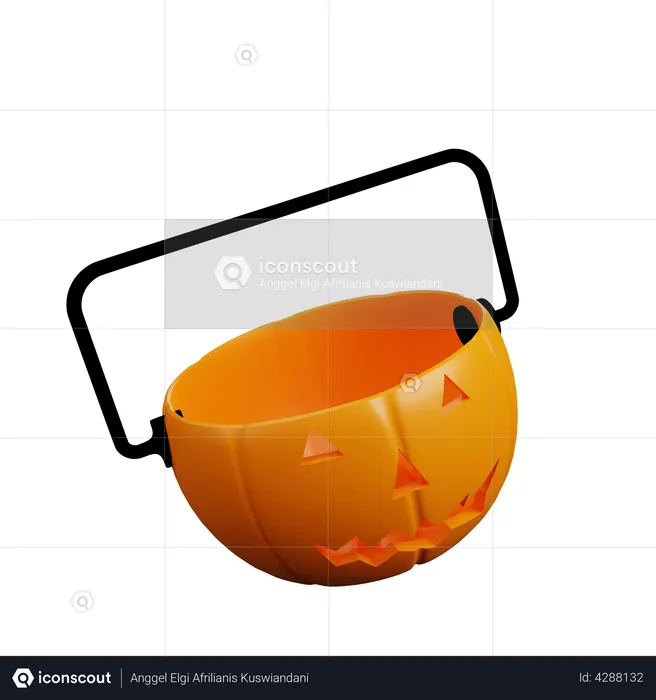 Pumpkin Basket  3D Illustration