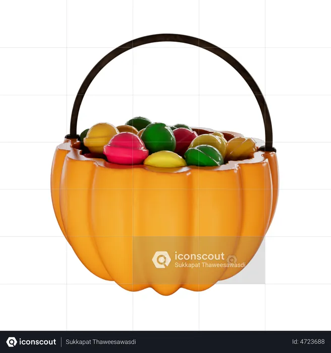 Pumpkin Candy Basket  3D Illustration