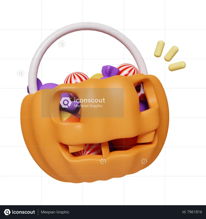 Pumpkin Candy Bucket  3D Icon