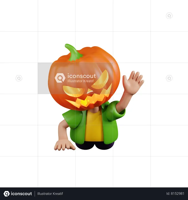 Pumpkin Crawling On The Ground  3D Illustration