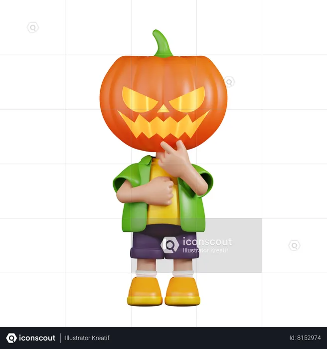 Pumpkin Curious  3D Illustration
