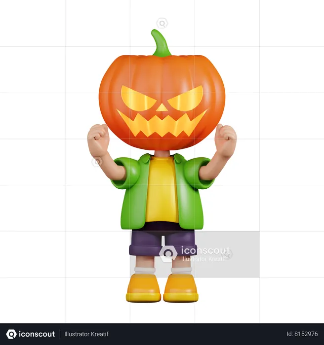 Pumpkin Excited  3D Illustration