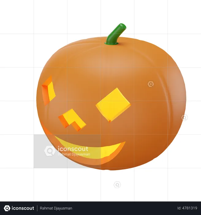 Pumpkin Face  3D Illustration