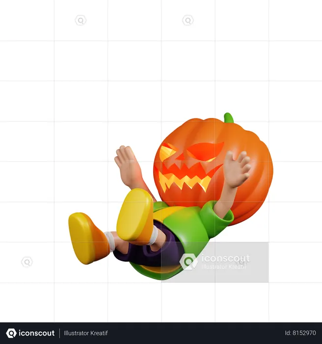 Pumpkin Falling  3D Illustration