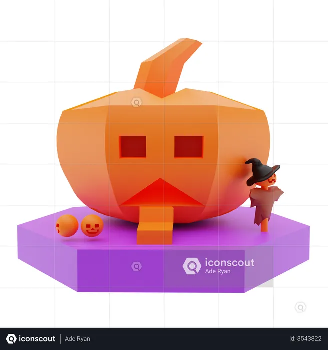 Pumpkin House  3D Illustration