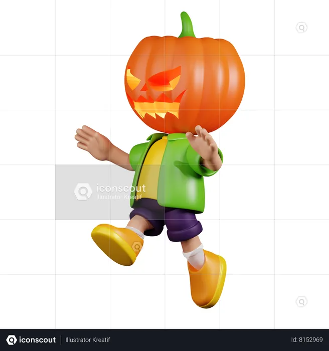 Pumpkin Jumping  3D Illustration