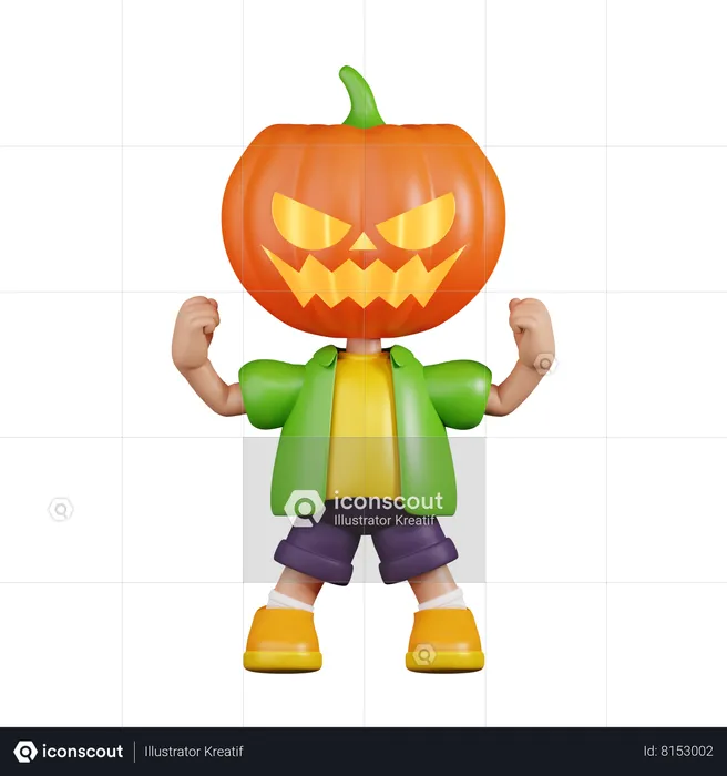 Pumpkin Looking Strong  3D Illustration