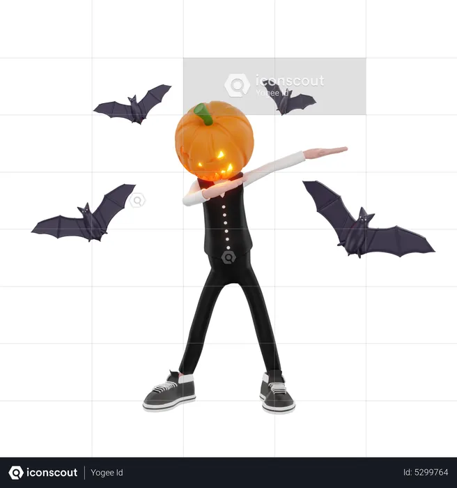 Pumpkin man doing dab  3D Illustration