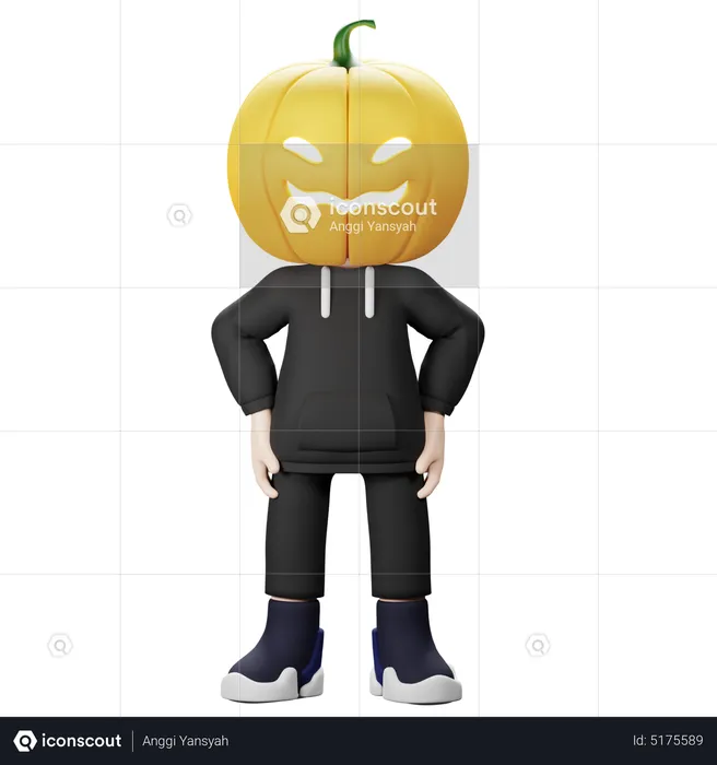 Pumpkin person standing  3D Illustration