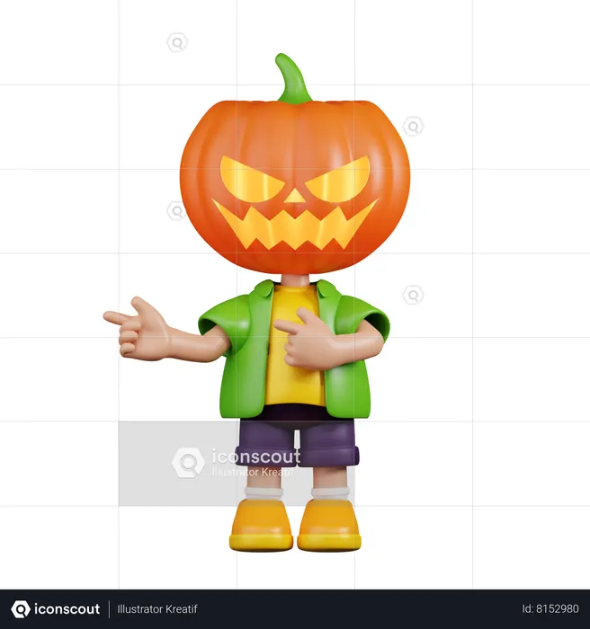 Pumpkin Pointing Fingers In Direction  3D Illustration