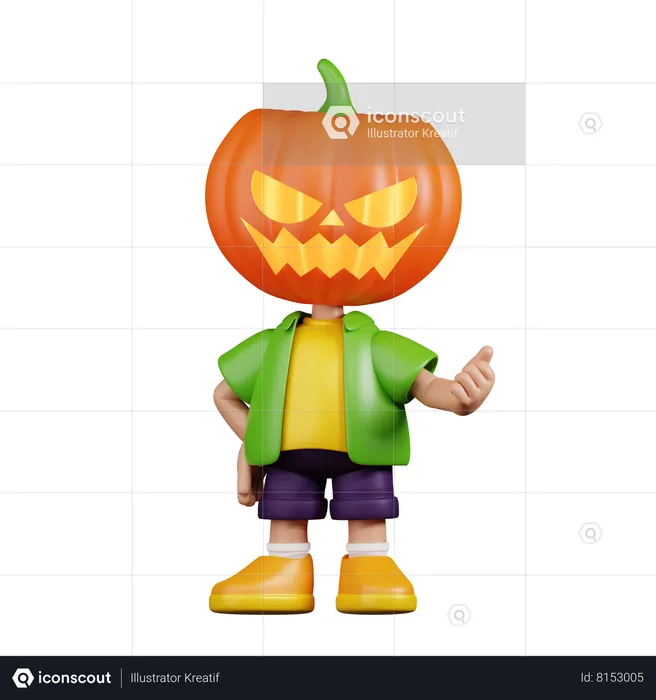 Pumpkin Pointing Next  3D Illustration