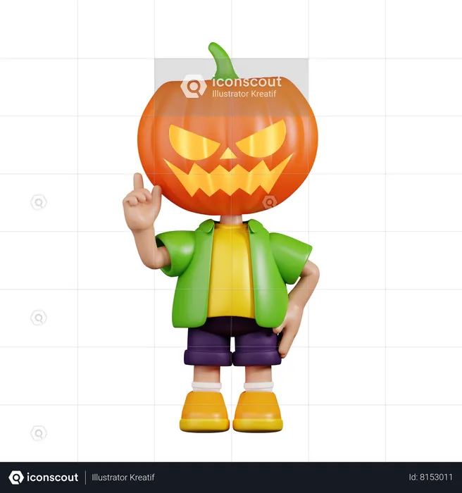 Pumpkin Pointing Up  3D Illustration