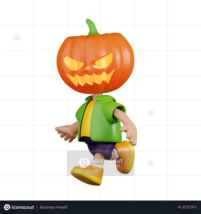 Pumpkin Running  3D Illustration