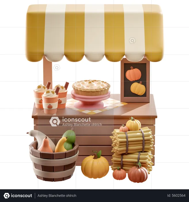 Pumpkin Stand  3D Icon