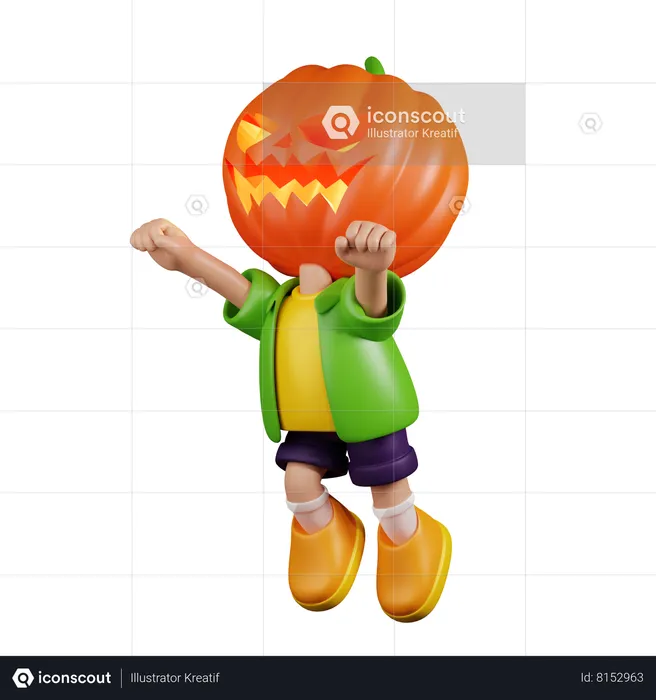 Pumpkin Superhero  3D Illustration