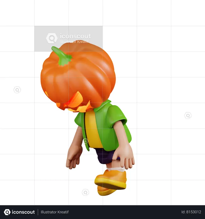 Pumpkin Tired Walk  3D Illustration