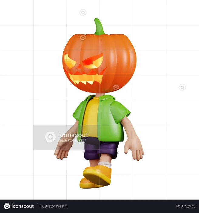 Pumpkin Walking  3D Illustration