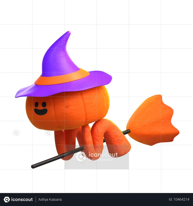 Pumpkin witch  3D Icon