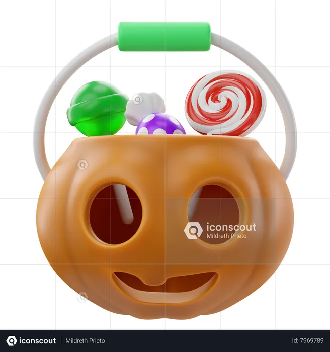 Pumpkin With Candies  3D Icon