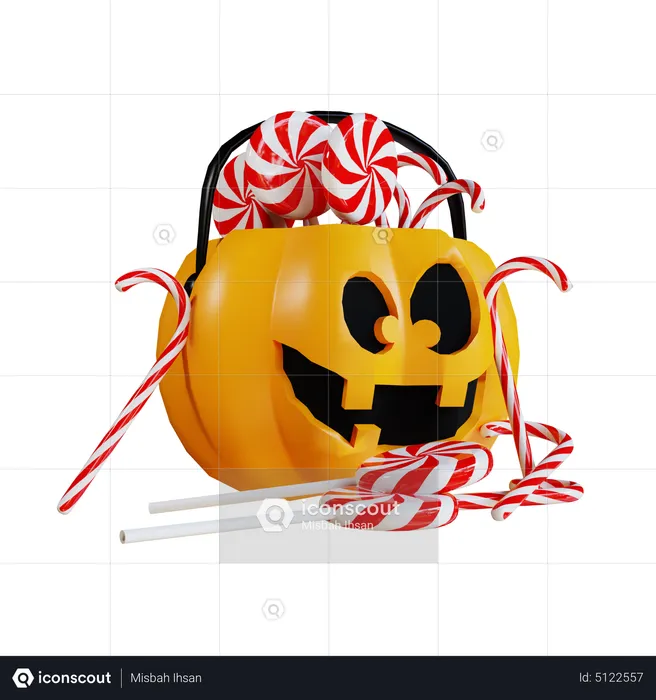 Pumpkin With Candy  3D Icon