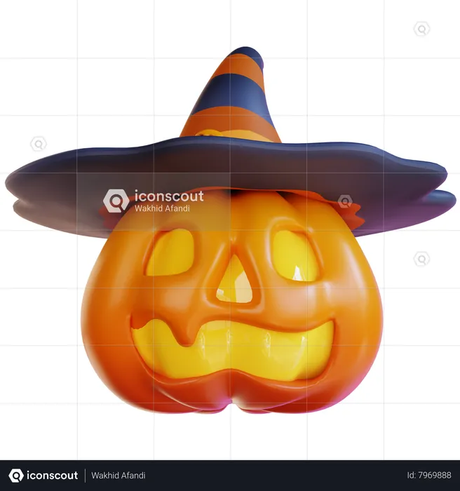 Pumpkin With Hat  3D Icon