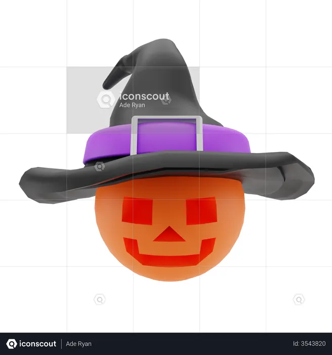 Pumpkin With Hat  3D Illustration