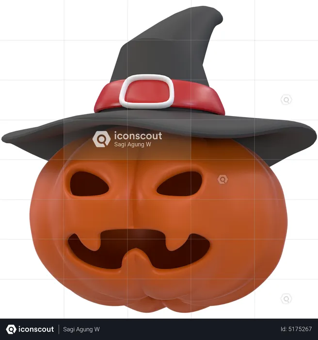 Pumpkin With Wizards Hat  3D Icon