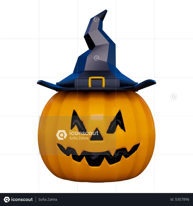 Pumpkin Wizard Hat  3D Icon