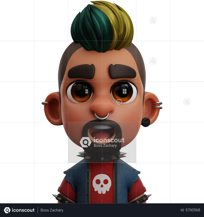 Punk Man Avatar  3D Icon