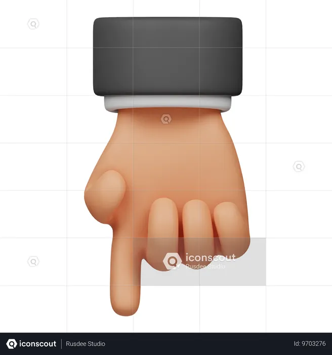 Señalar con la mano hacia abajo  3D Icon