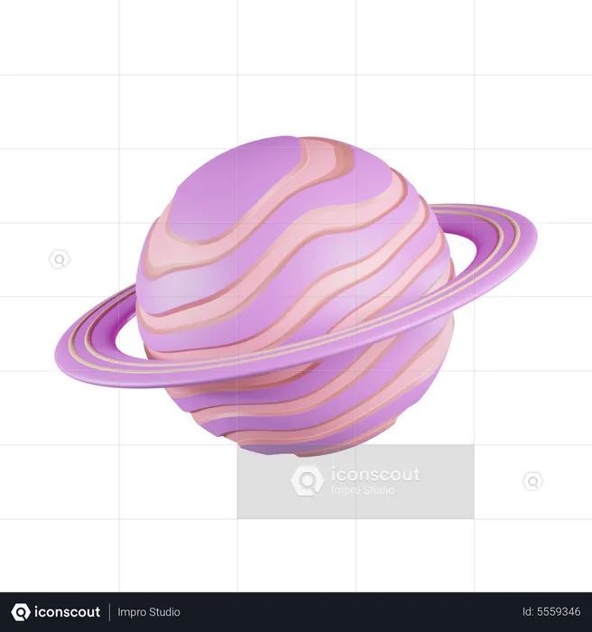 Puple Ring Planet  3D Icon