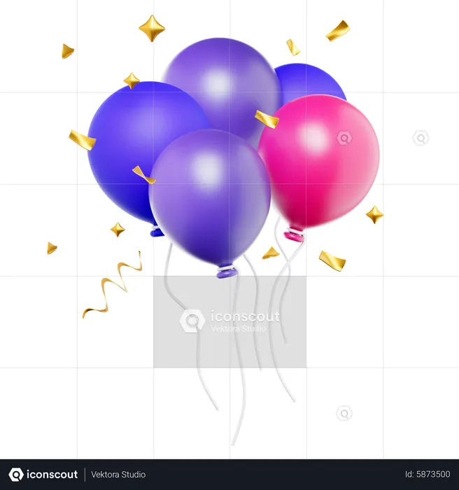 Purple Baloons  3D Icon