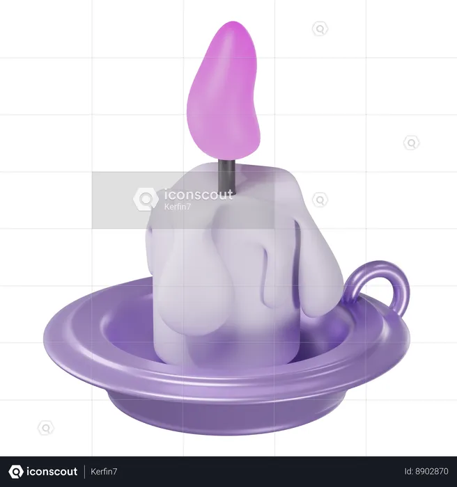 Purple candle  3D Icon
