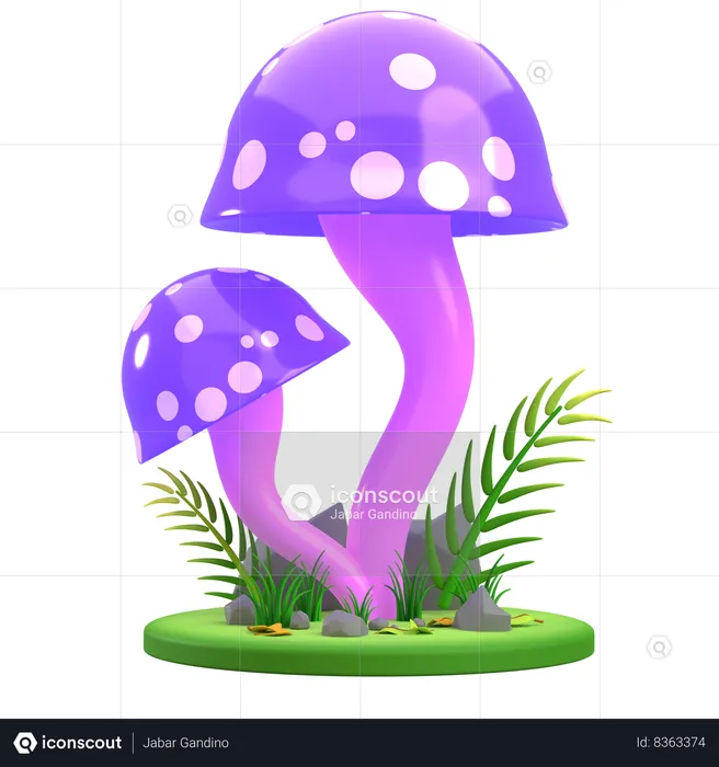 Mushroom Purple cap  3D Icon