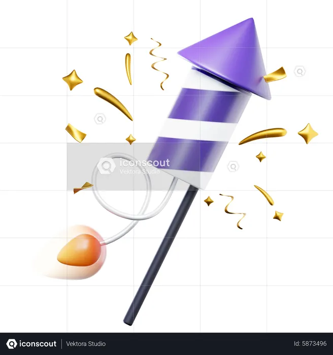 Purple Fireworks  3D Icon