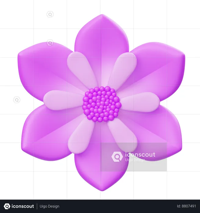 Purple Flower  3D Icon