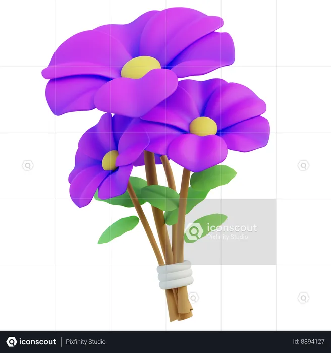 Purple Hibiscus Flowers  3D Icon