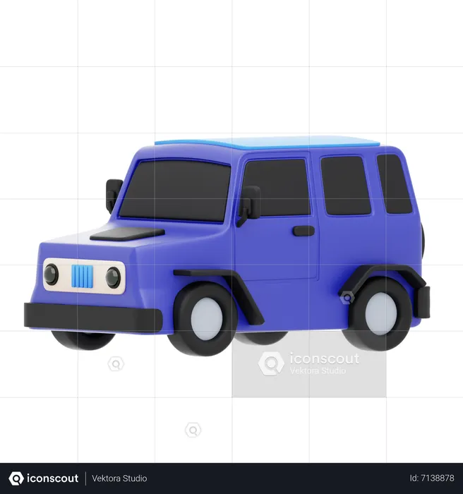 Purple Off-Roader Car  3D Icon