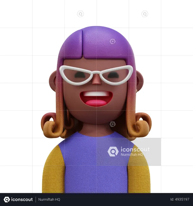 Purple Shirt Woman  3D Icon