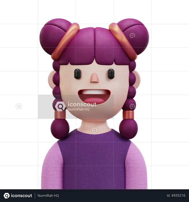 Purple Shirt Woman  3D Icon
