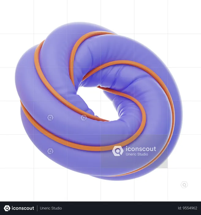 Purple Soft Body Twisted Ballon Ring Shape  3D Icon